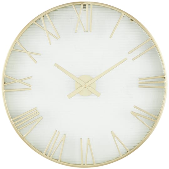 28" Gold Metal Wall Clock with Clear Glass Face